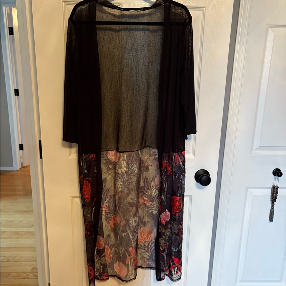 Black Designer Sheer Coat - Picture 5 of 10